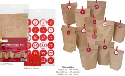 Adventskalender Bastelset Tüten Aufkleber Klammern