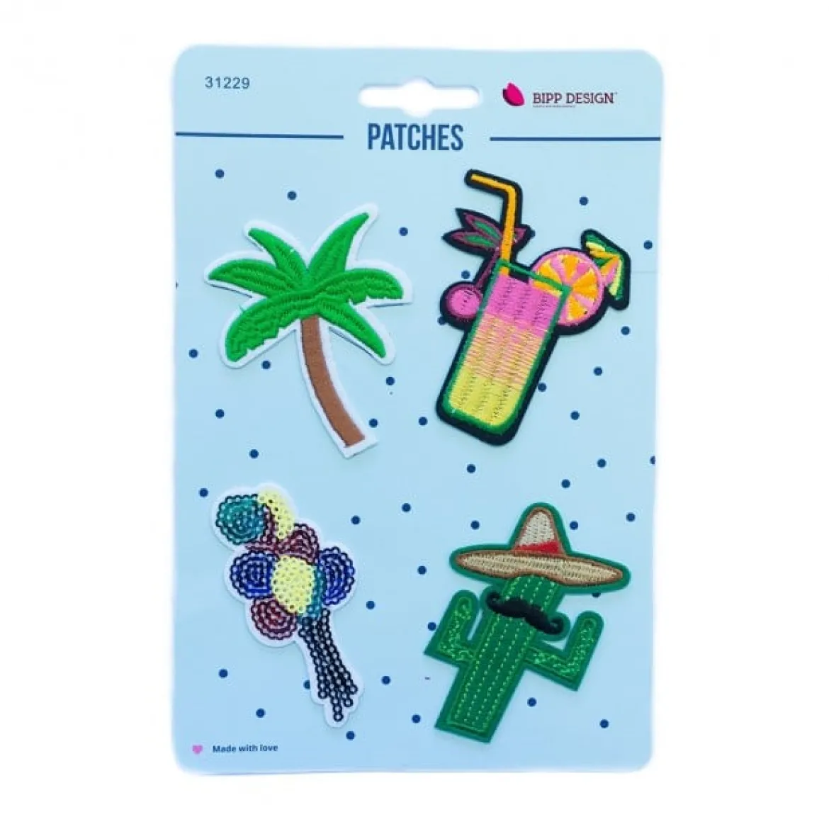 Applikationen Set 4 Stück Cocktail Kaktus Palme