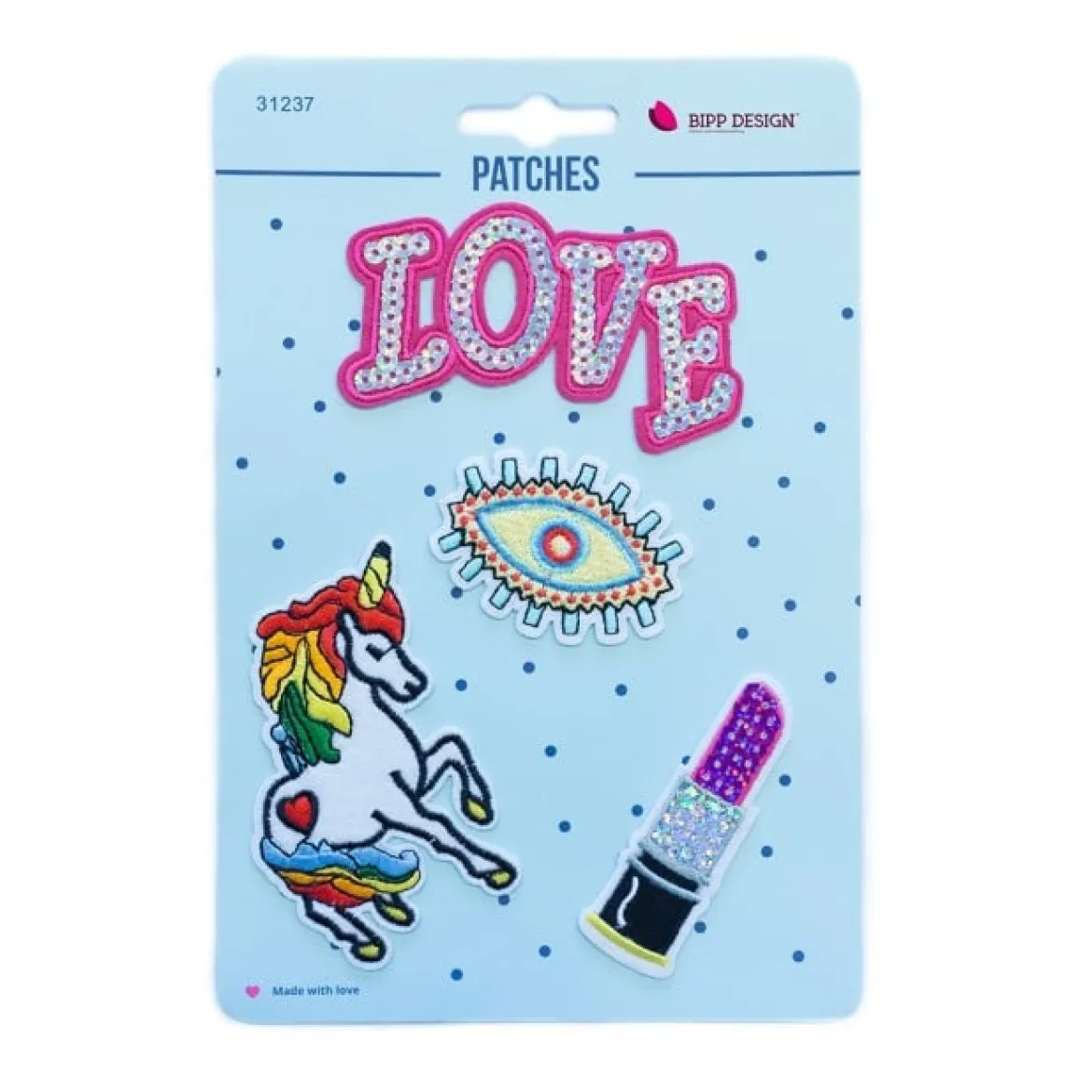 Applikationen Set 4 Stück Einhorn LOVE