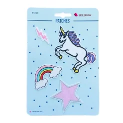 Applikationen Set 4 Stück Einhorn Regenbogen Blitz