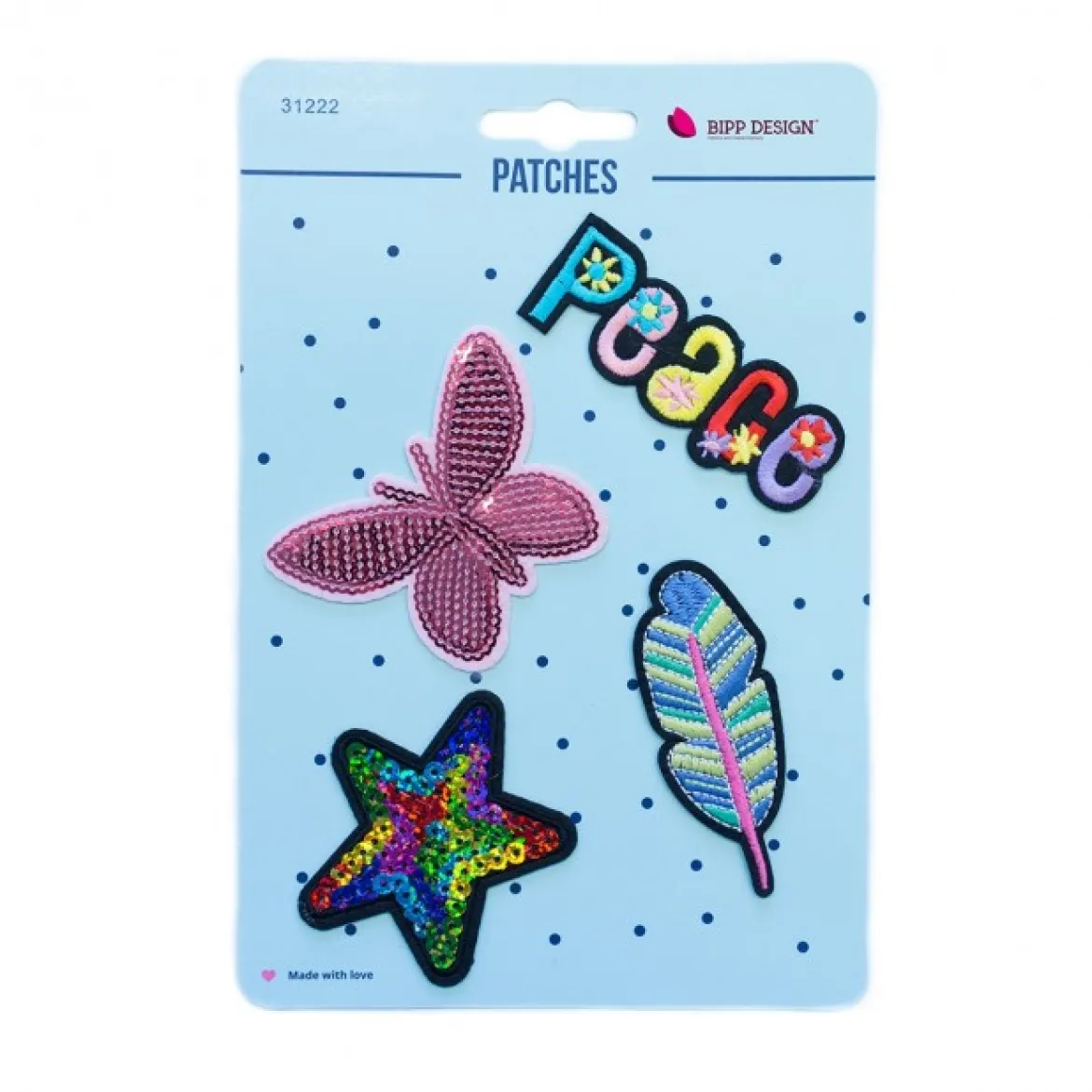 Applikationen Set 4 Stück Schmetterling Stern Peace