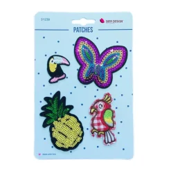 Applikationen Set 4 Stück Schmetterling Ananas Papagei