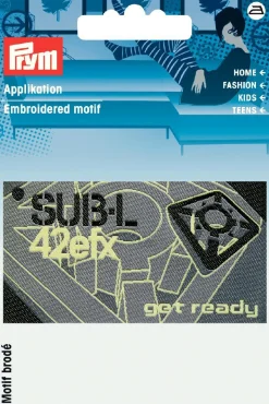 Applikation get ready grau schwarz 7,5x4cm