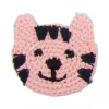Applikation Häkel Baumwolle Katze rosa schwarz 5x4,5cm
