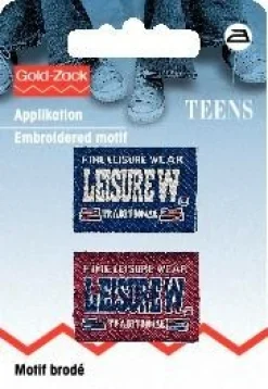 Applikation Jeanslabel blau/rot Rechteck Leisure W.
