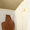 Aufbewahrungsbox Hund faltbar mit Henkeln hellbeige 29x29x29cm