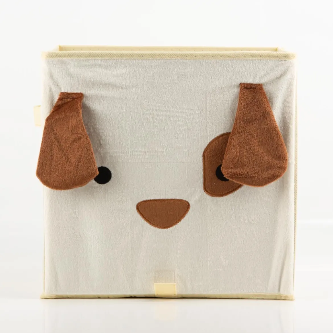 Aufbewahrungsbox Hund faltbar mit Henkeln hellbeige 29x29x29cm