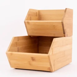 Aufbewahrungsbox rechteckig mit abgesenktem Rand Bambus natur 17,5x15,5x13xcm