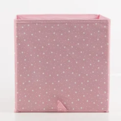Aufbewahrungsbox Sternchen faltbar mit Henkeln rosa 29x29x29cm