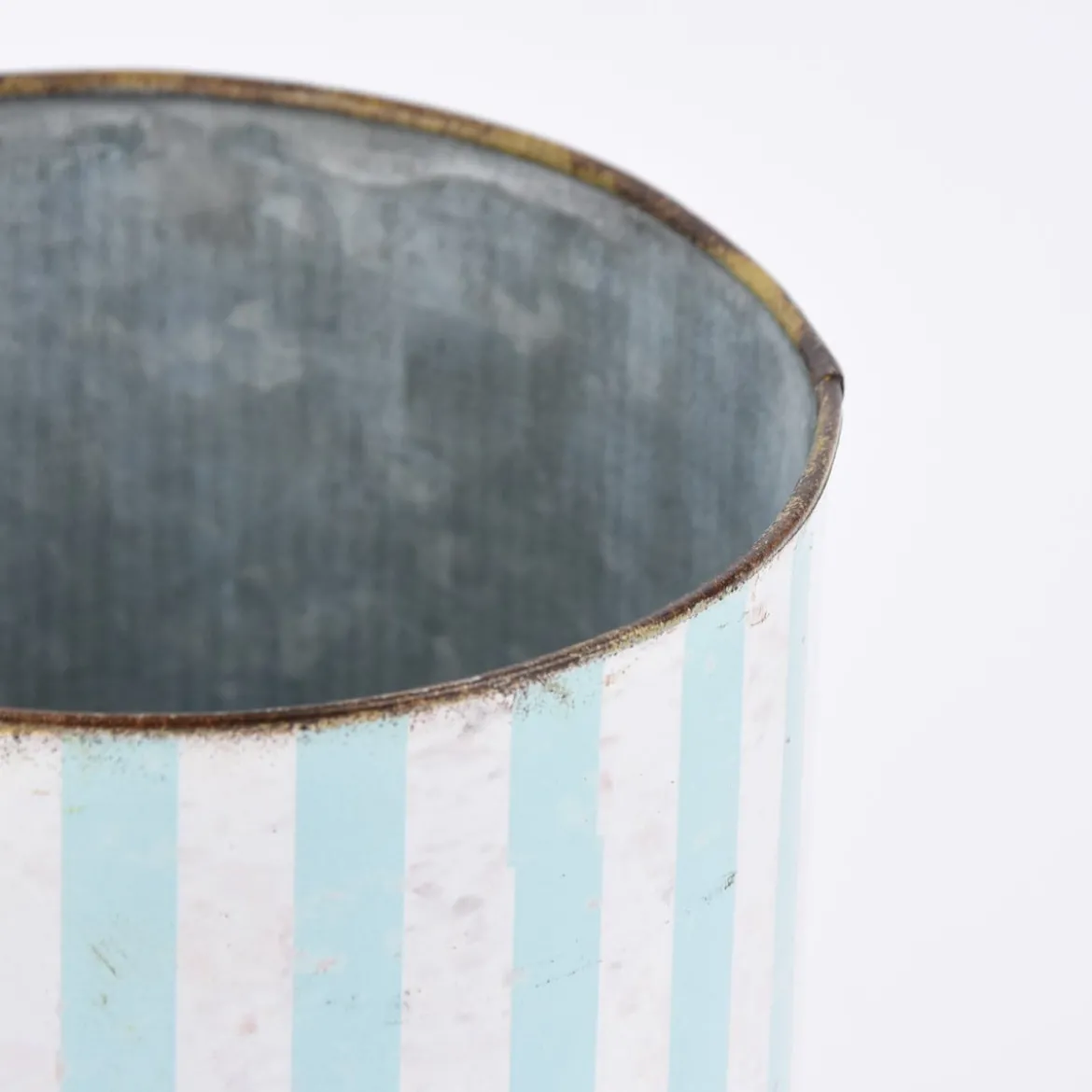 Aufbewahrungsdose Retro Tea Blech hellblau weiß 16x22cm