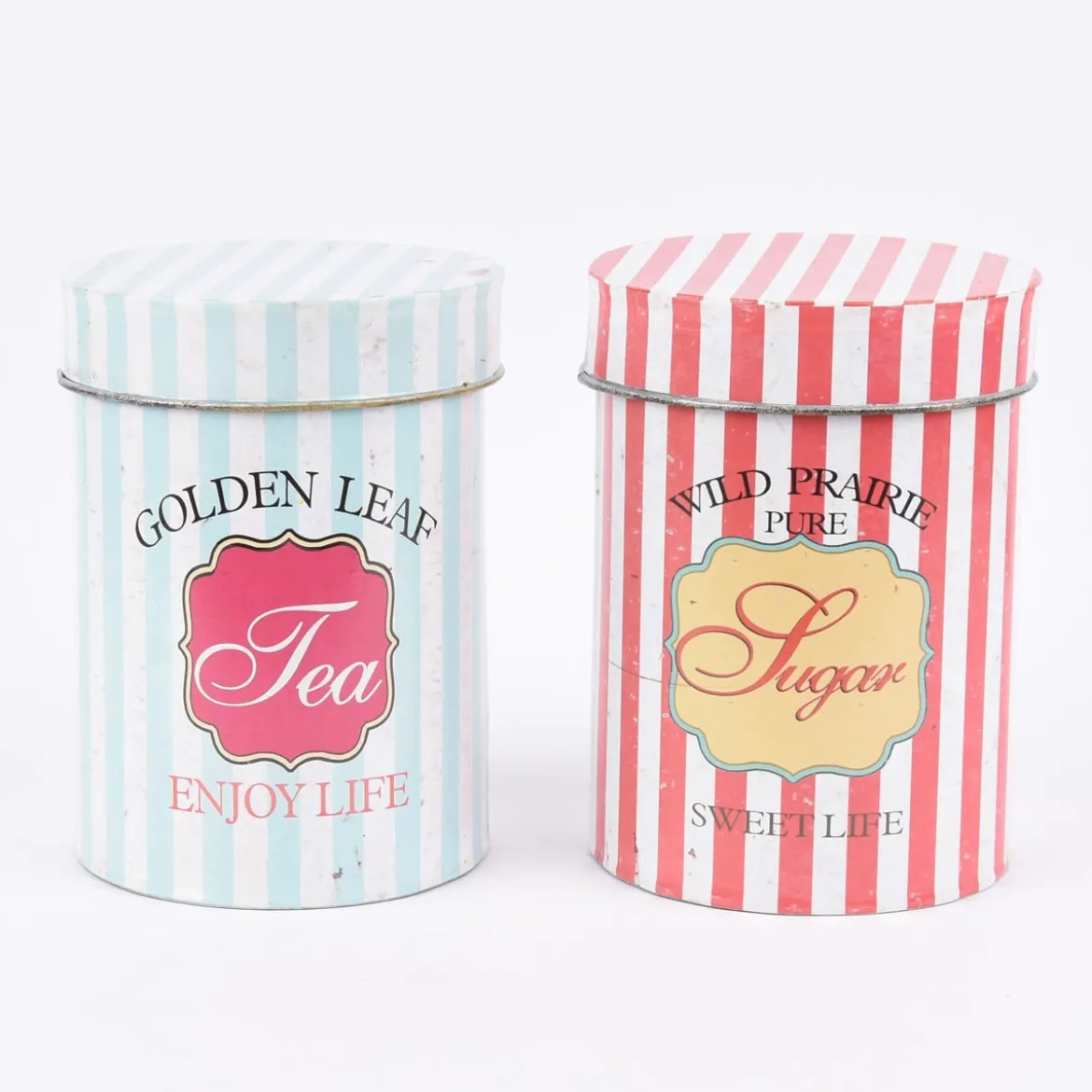 Aufbewahrungsdose Retro Tea Blech rot weiß 16x22cm