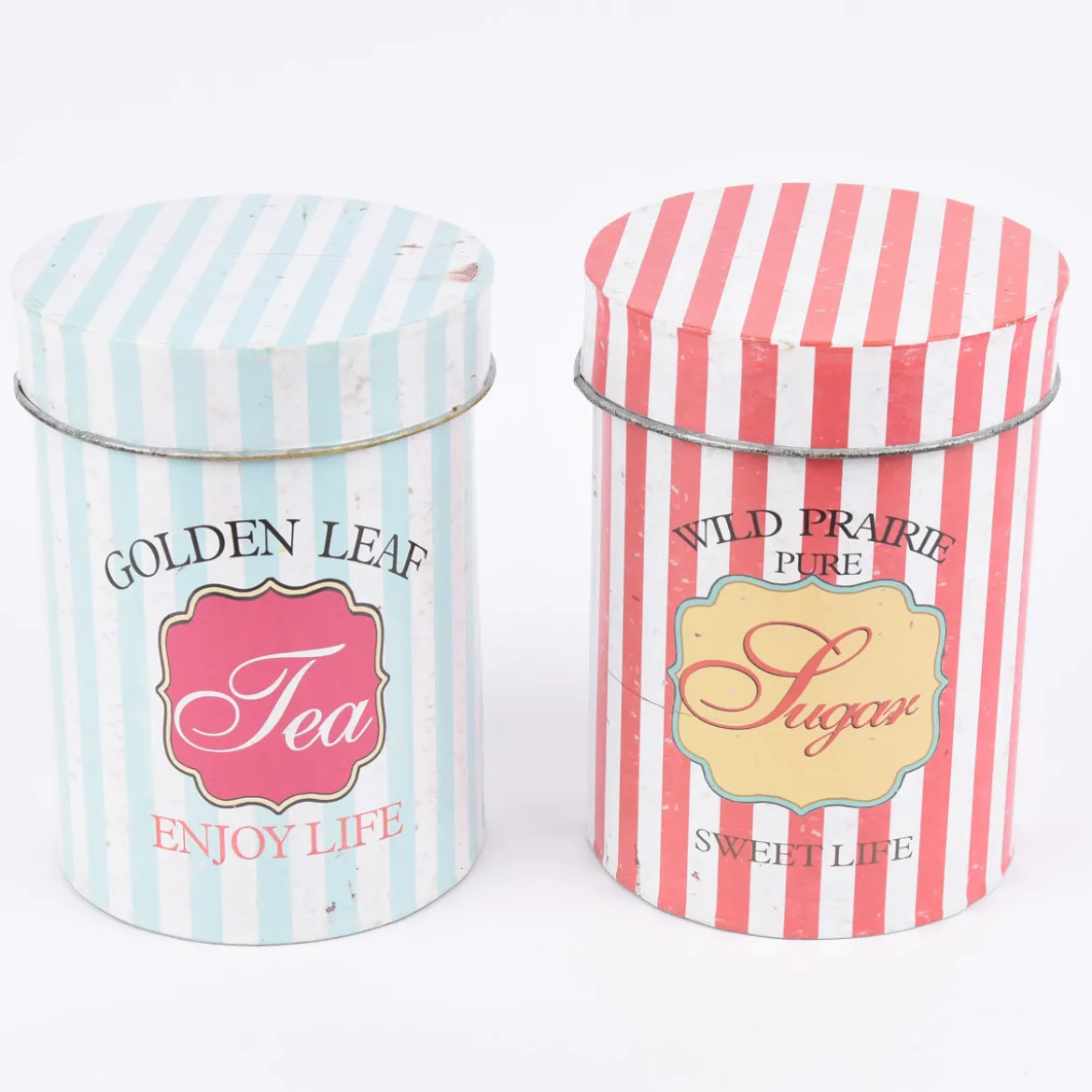 Aufbewahrungsdose Retro Tea Blech rot weiß 16x22cm