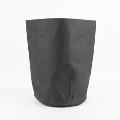 Aufbewahrungskorb klein rund Lederpapier schwarz 26x38cm