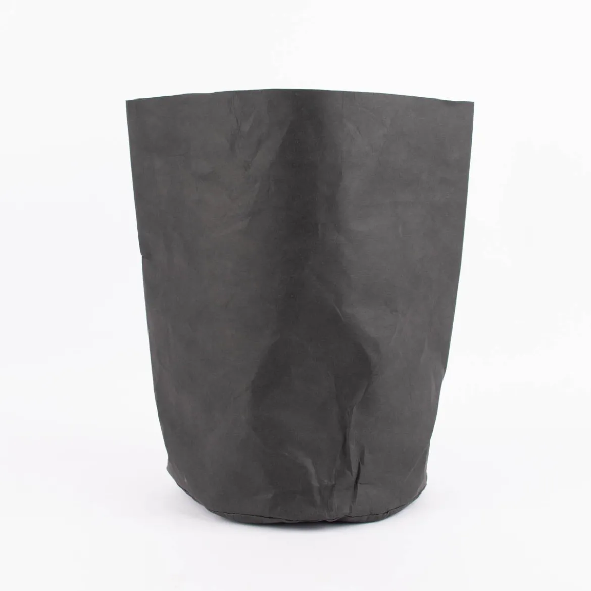 Aufbewahrungskorb klein rund Lederpapier schwarz 26x38cm