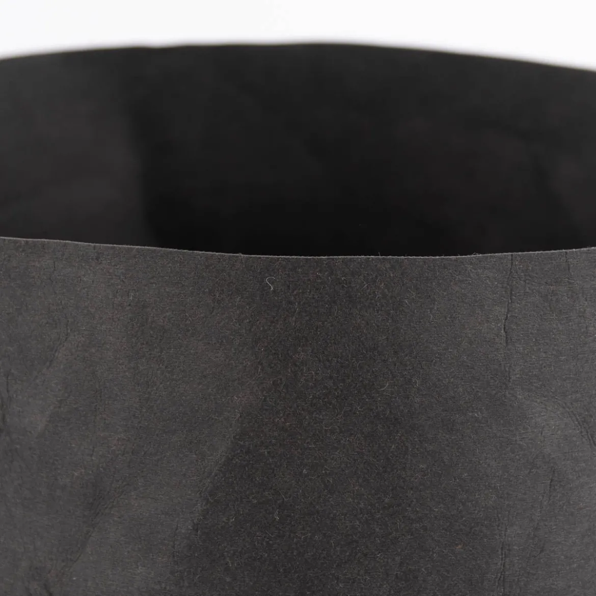 Aufbewahrungskorb klein rund Lederpapier schwarz 26x38cm