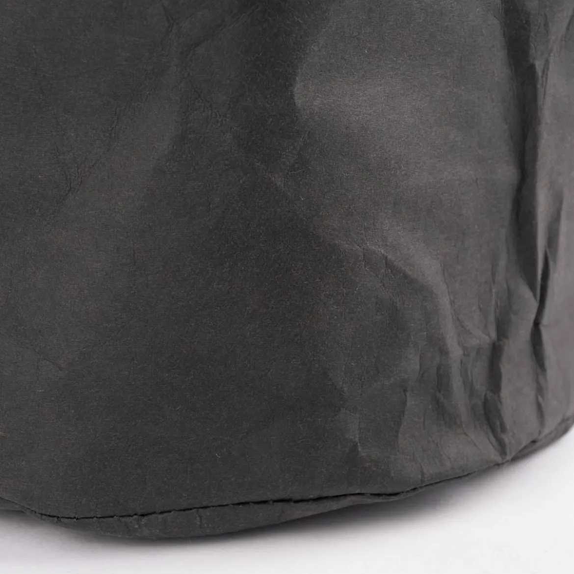 Aufbewahrungskorb klein rund Lederpapier schwarz 26x38cm