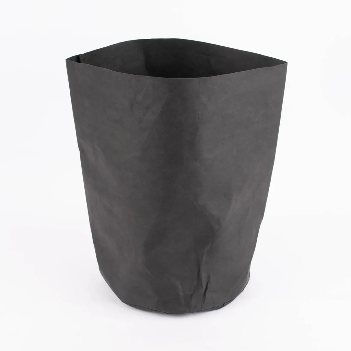 Aufbewahrungskorb klein rund Lederpapier schwarz 26x38cm