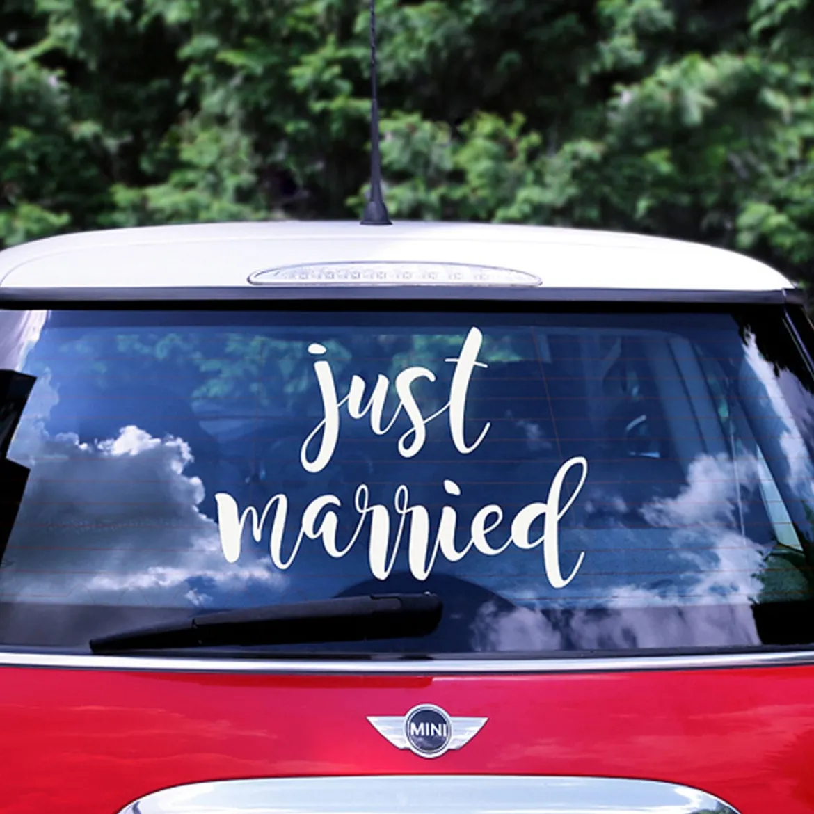 Autosticker Just Married weiß 45x30cm