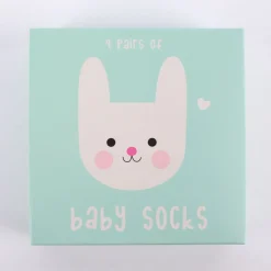 Baby Söckchen Hase Bonnie 4er Set in Geschenkbox pastell 13,5x13,5cm