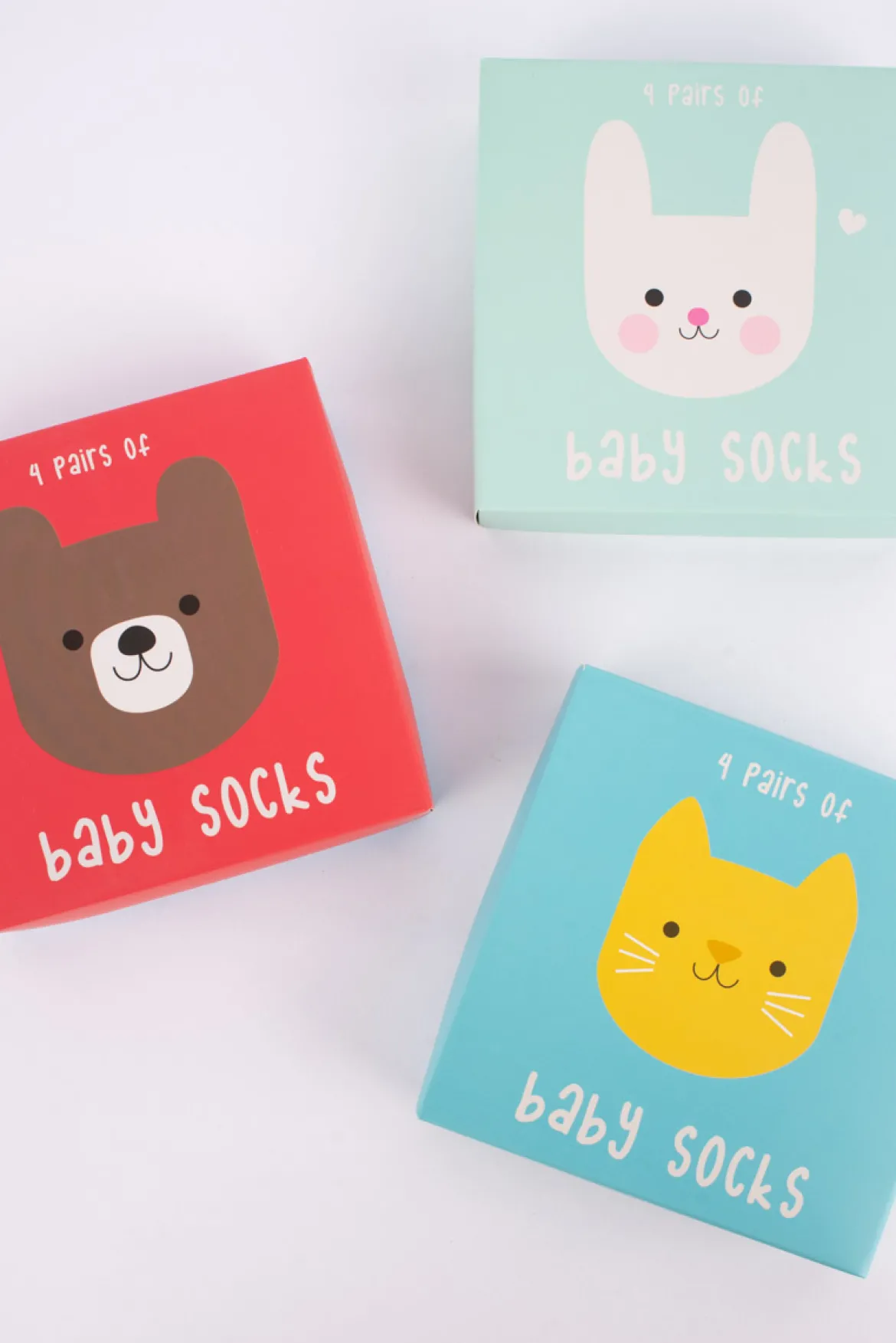 Baby Söckchen Hase Bonnie 4er Set in Geschenkbox pastell 13,5x13,5cm