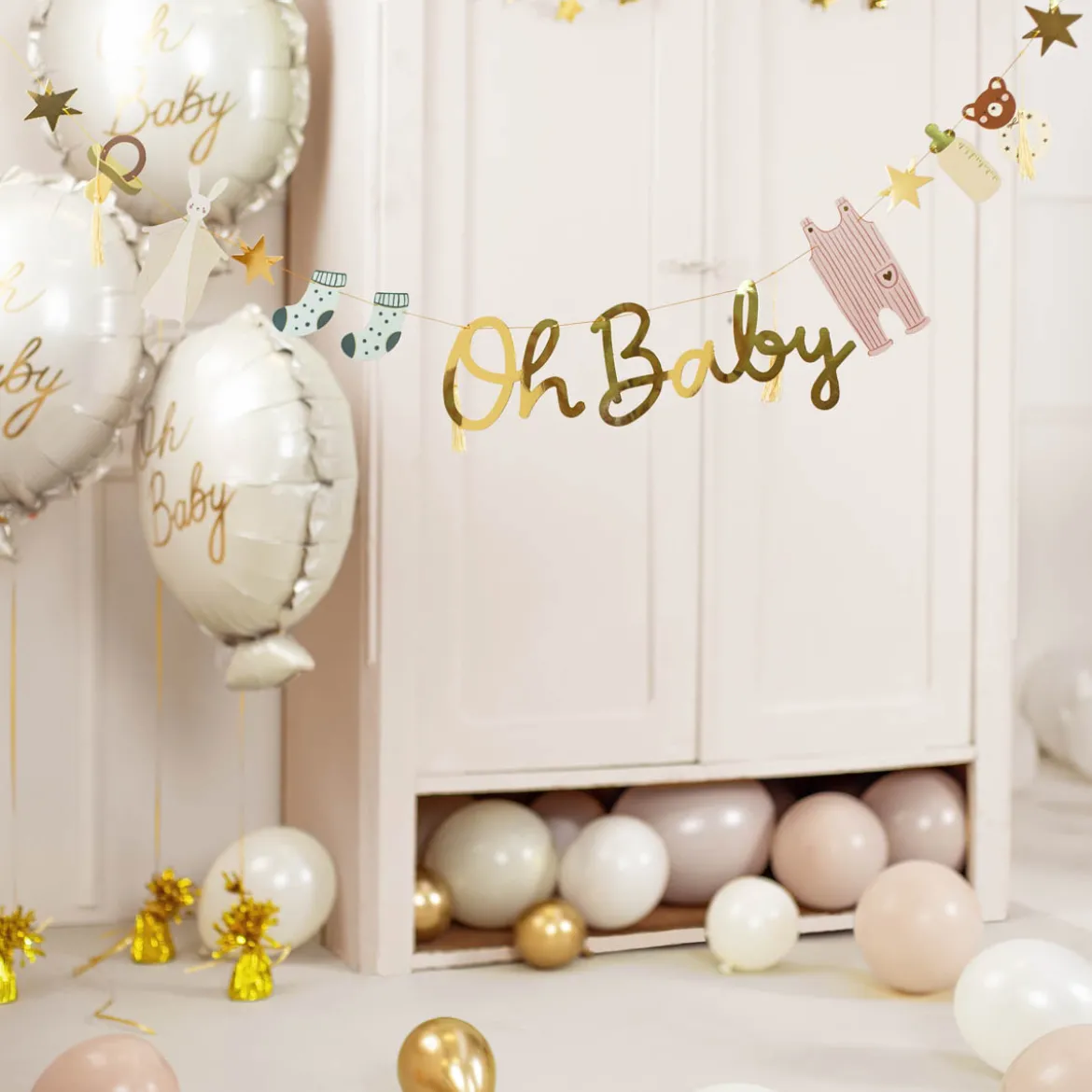 Baby Shower Girlande OH BABY 17teilig 2,5m