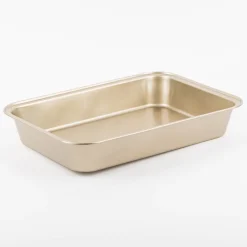 Backform und Bratform aus Metall goldfarbig 34x24x5,8cm