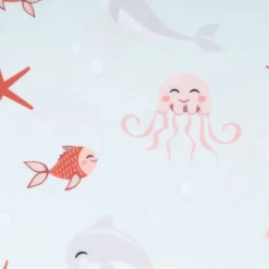 Badeanzugstoff UPF 50 bi-elastisch recycelt Sea Life mint 1,50m Breite