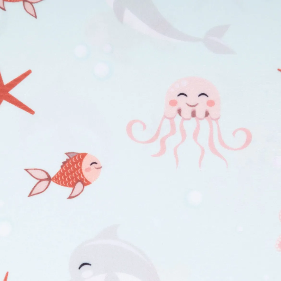 Badeanzugstoff UPF 50 bi-elastisch recycelt Sea Life mint 1,50m Breite