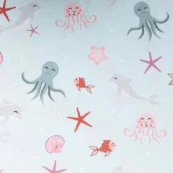 Badeanzugstoff UPF 50 bi-elastisch recycelt Sea Life mint 1,50m Breite