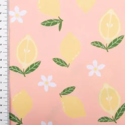 Badeanzugstoff UPF 50 bi-elastisch recycelt Zitronen peach 1,50m Breite