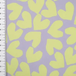 Badeanzugstoff UPF 50 bi-elastisch Herzen gelb lilagrau 1,45m Breite