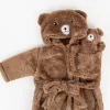 Bademantel Kinder Plüsch Bär mit Teddy braun