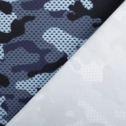 Badeshorts Stoff Camouflage recycelt wasserabweisend schnell trocknend blau 1,48m Breite