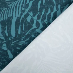 Badeshorts Stoff Monstera Blätter recycelt wasserabweisend schnell trocknend petrol 1,48m Breite