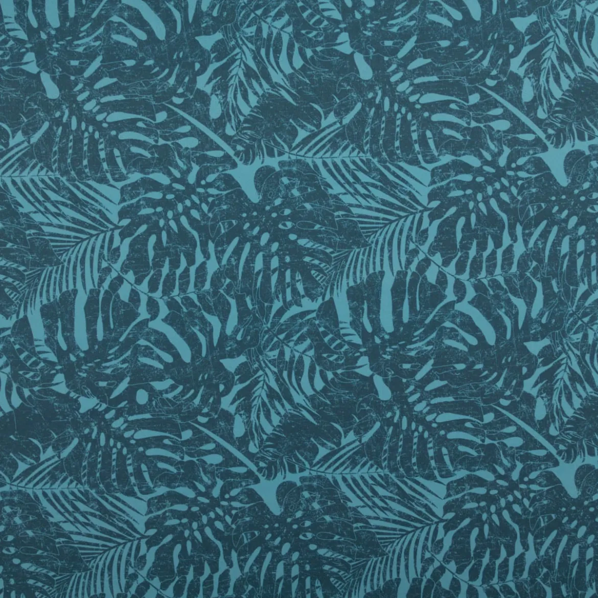 Badeshorts Stoff Monstera Blätter recycelt wasserabweisend schnell trocknend petrol 1,48m Breite
