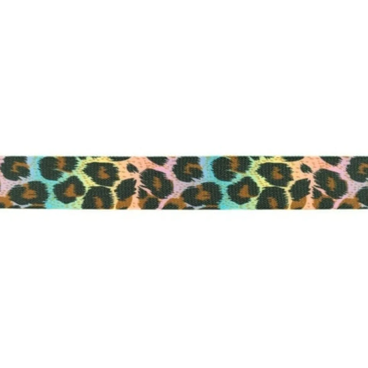 Band Leopardenmuster pastel rainbow Meterware Breite: 25cm