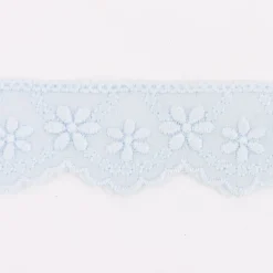 Batiststickereiband Spitzenband Blumen hellblau Breite: 2,5cm