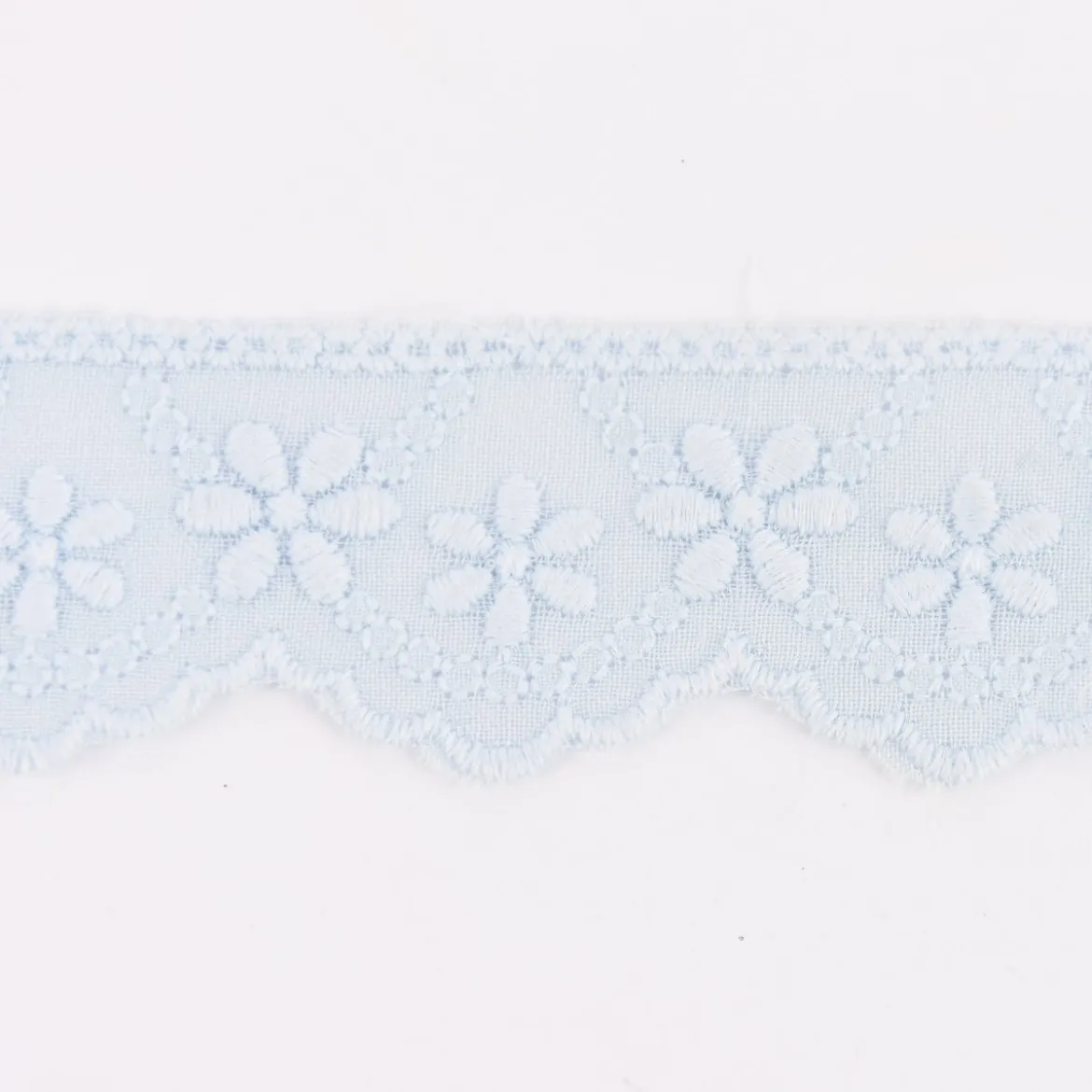 Batiststickereiband Spitzenband Blumen hellblau Breite: 2,5cm