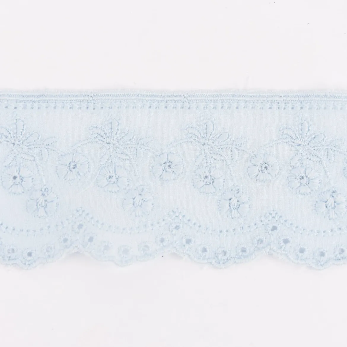 Batiststickereiband Spitzenband Blumen blau Breite: 4,5cm