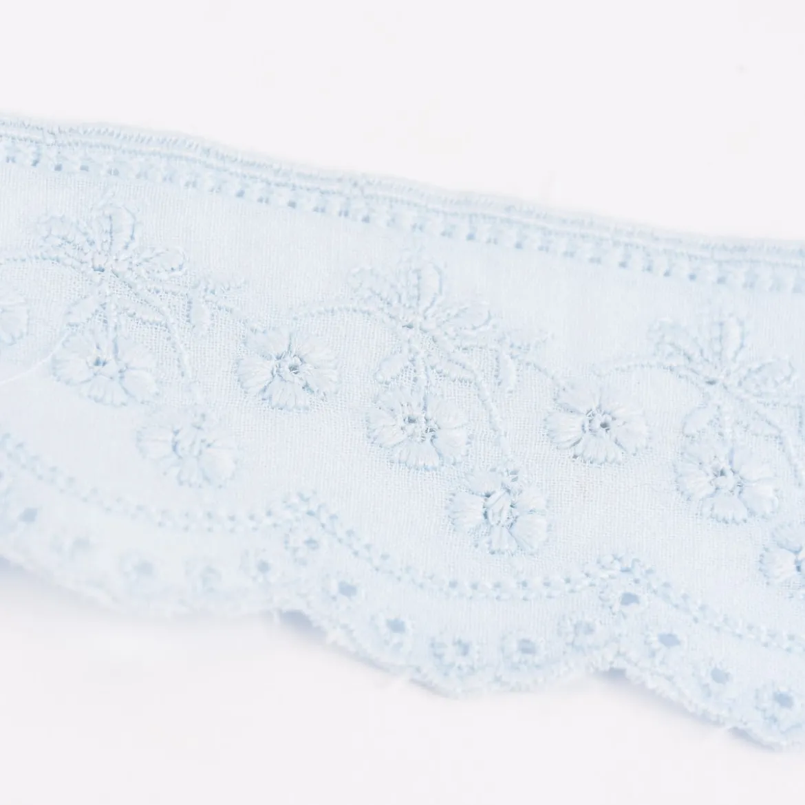 Batiststickereiband Spitzenband Blumen blau Breite: 4,5cm