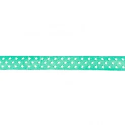 Baumwollband türkis weiß Sterne Breite: 1,5cm