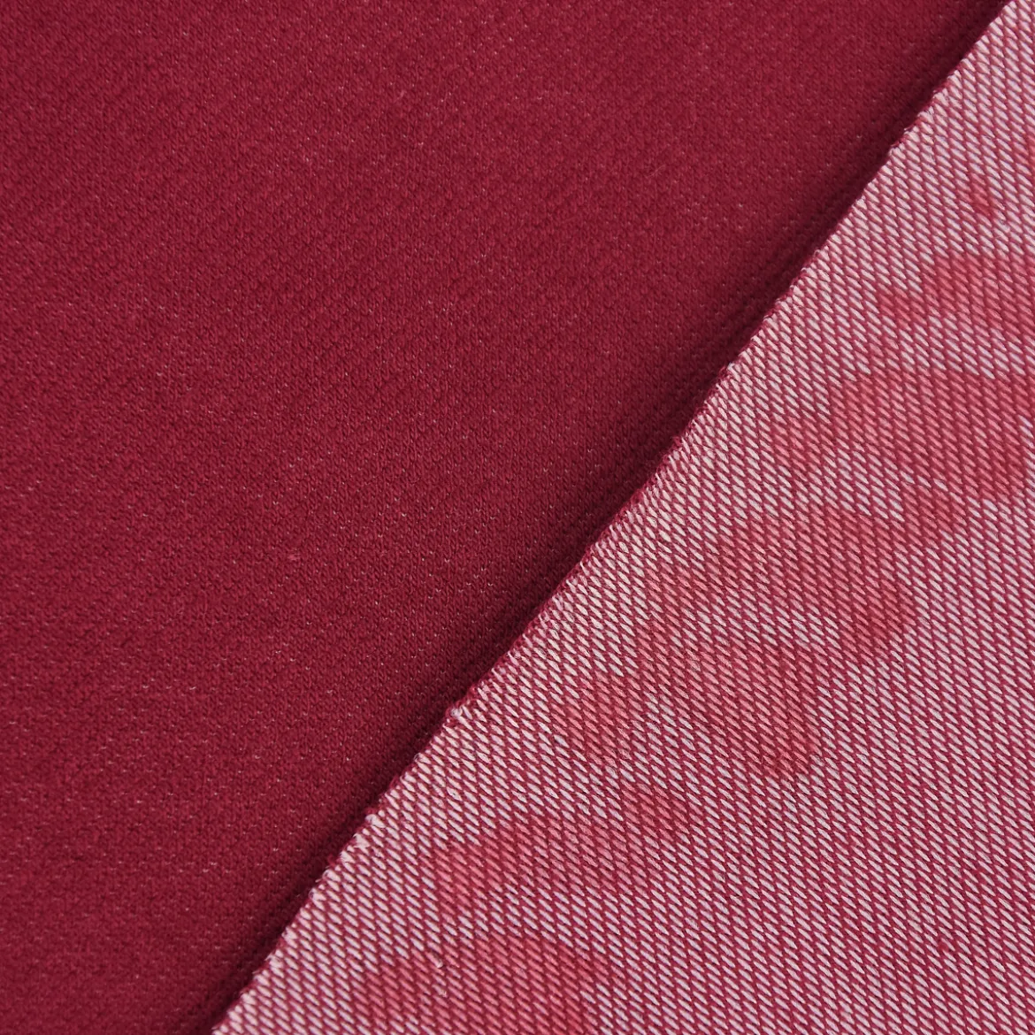 Baumwoll-Jeansstoff mit Elasthan Stretchjeans-Stoff weich einfarbig weinrot 1,5m Breite