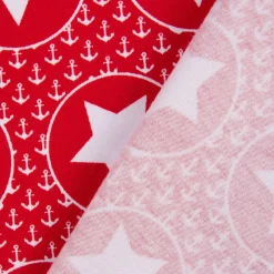 Baumwolljeresy Jersey BIPP Design Mini Anker Sterne Kreis rot weiß 1,50m Breite