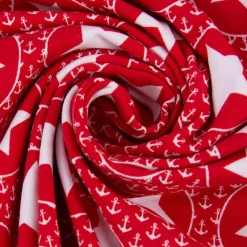 Baumwolljeresy Jersey BIPP Design Mini Anker Sterne Kreis rot weiß 1,50m Breite