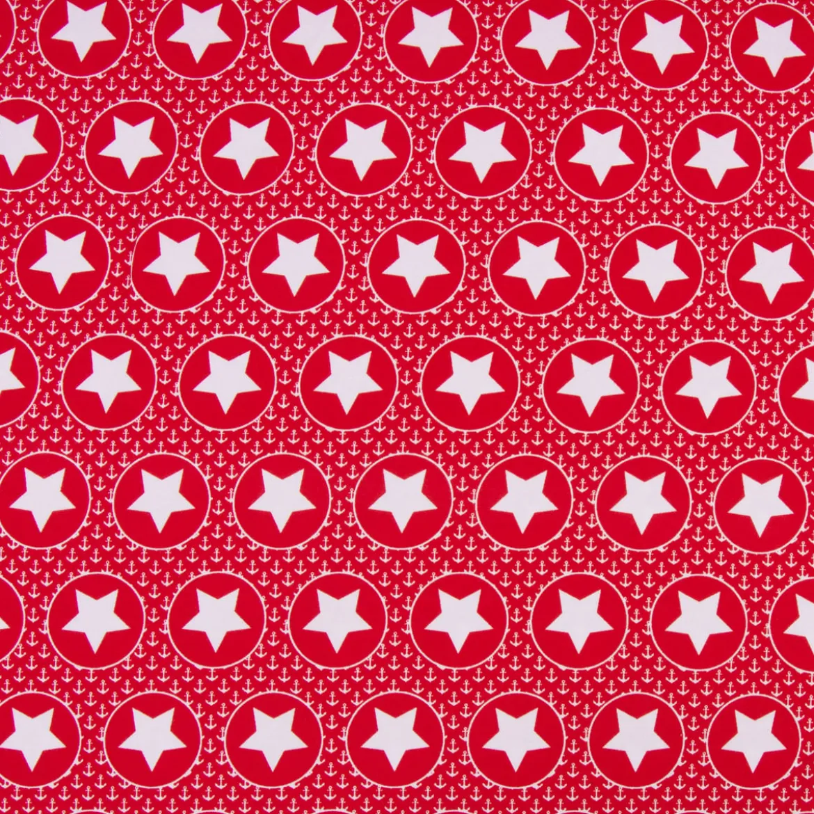 Baumwolljeresy Jersey BIPP Design Mini Anker Sterne Kreis rot weiß 1,50m Breite