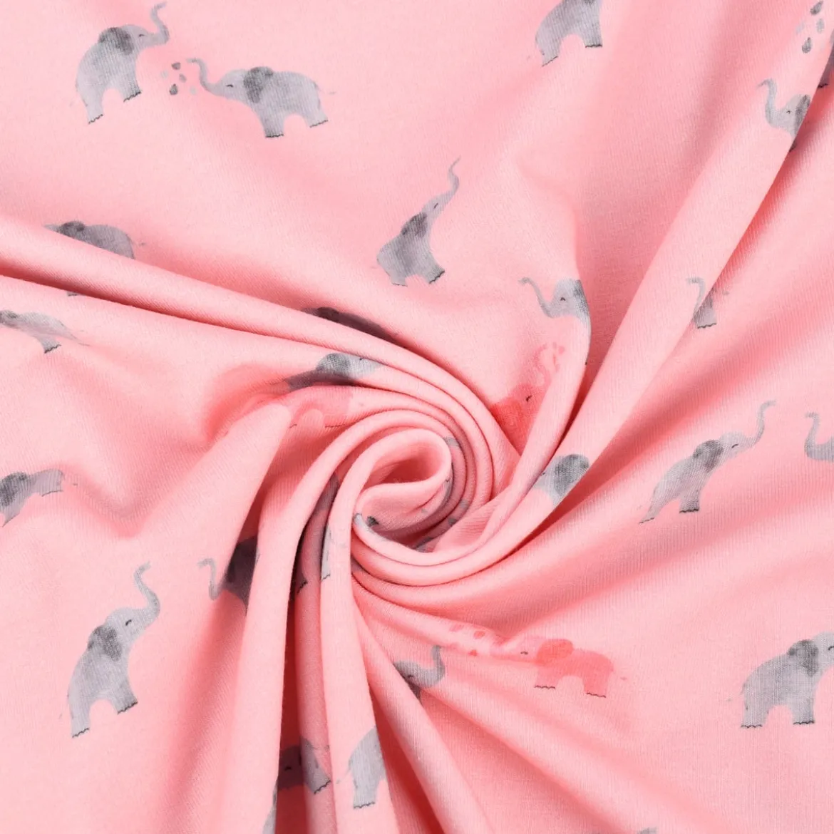 Baumwolljersey Digitaldruck Elefanten rosa grau 1,5m Breite