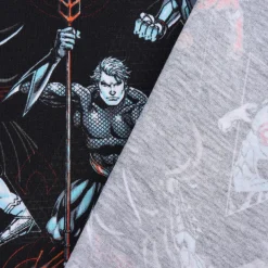Baumwolljersey Digitaldruck Justice League Superhelden schwarz blau rot 1,5m Breite