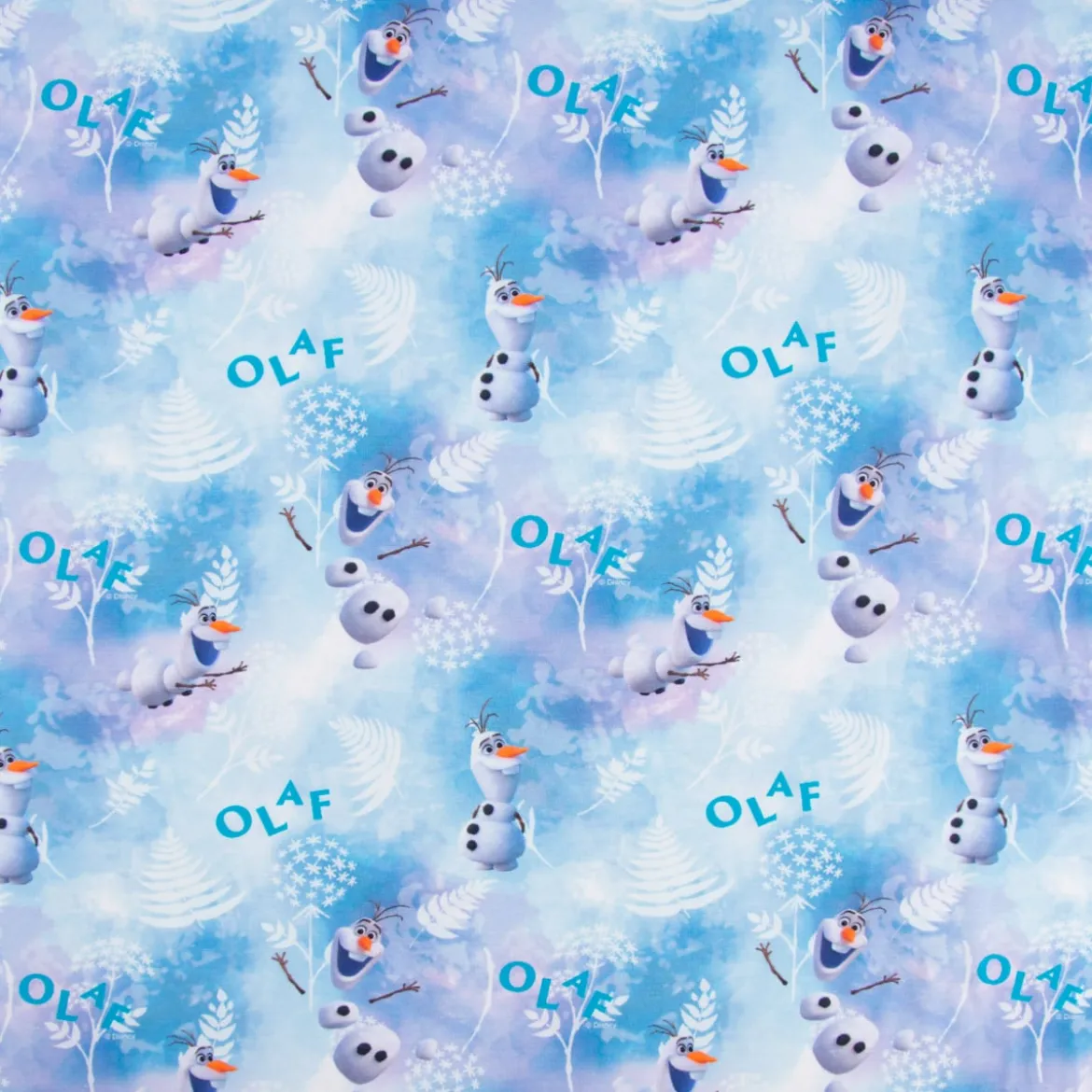 Baumwolljersey Digitaldruck Frozen Die Eiskönigin Olaf Schneemann blau weiß 1,5m Breite