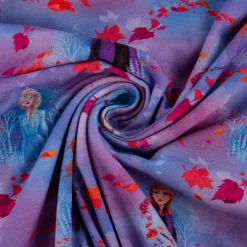Baumwolljersey Digitaldruck Frozen Die Eiskönigin Anna und Elsa im Wald lila blau 1,5m Breite
