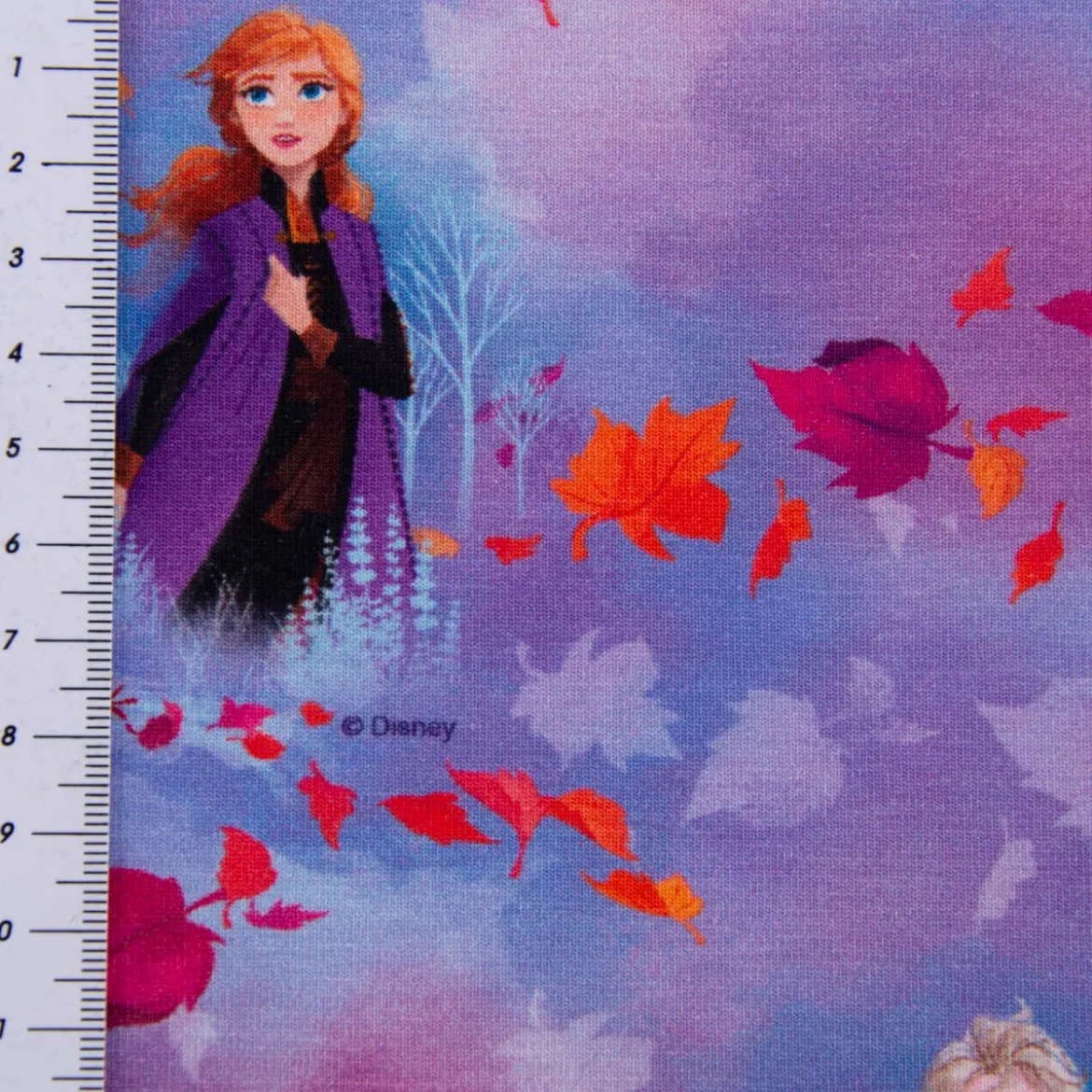 Baumwolljersey Digitaldruck Frozen Die Eiskönigin Anna und Elsa im Wald lila blau 1,5m Breite